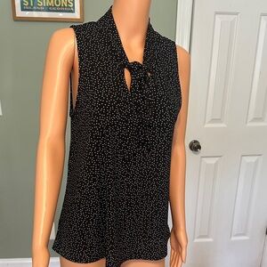 Beacon Black White Polka Dot Tie-Neck Sleeveless Camisole